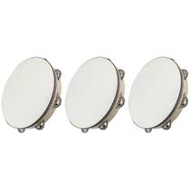 Kit 3 Pandeiros Redondo de Madeira 10" Pele Natural New York Kit 3 Pandeiros Redondo de Madeira 10" Pele Natural New York