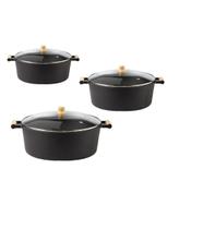 Kit 3 Panela Caçarola De Ferro N16 N18 N20 Tampa De Vidro Kit 3 Panela Caçarola De Ferro N16 N18 N20 Tampa De Vidro
