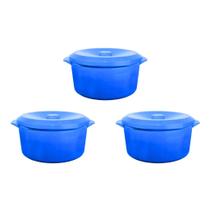 Kit 3 Panela Plastica Multiuso para Microondas com Tampa 2 Litros Tapoer Vasilha Caçarola Pote 2000ml Merconplas