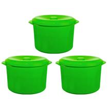 Kit 3 Panela Plastica Multiuso para Microondas com Tampa 4 Litros Tapoer Vasilha Caçarola Pote 4000ml Merconplas
