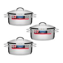 Kit - 3 Panelas Aço Inox Fundo Triplo Solar 4,7l Pit 1 - Tramontina Kit - 3 Panelas Aço Inox Fundo Triplo Solar 4,7l Pit 1 - Tramontina
