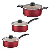 Kit 3 Panelas Antiaderente Tampa Vidro 16 Cm, 18 Cm E 20 Cm