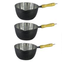 Kit 3 Panelas Caçarola Japi Aluminio Batido Craqueado Preto Kit 3 Panelas Caçarola Japi Aluminio Batido Craqueado Preto