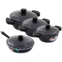 Kit 3 Panelas + Frigideira Gulê Alumínio 4 Peças Grafite.