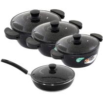 Kit 3 Panelas + Frigideira Gulê Alumínio 4 Peças Preto