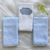 Kit 3 Paninho de Boca Luxo Babete Bordado Príncipe 32cm x 32cm FRU3691