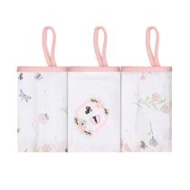 Kit 3 Paninhos De Boca Bebê Soft Bordado Com Prendedor Chupeta 25x25cm