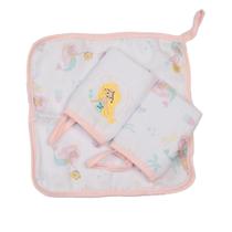 Kit 3 Paninhos De Boca Bebê Soft Bordado Com Prendedor Chupeta 25x25cm