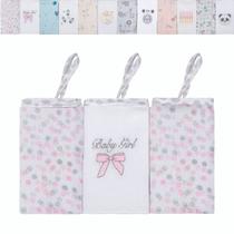 Kit 3 Paninhos de Boca Com Bordado 38x38cm Com Prendedor Para Chupetas Varias Estampas - Papi Kit 3 Paninhos de Boca Com Bordado 38x38cm Com Prendedor Para Chupetas Varias Estampas - Papi