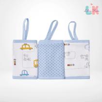 Kit 3 Paninhos de Boca com Prendedor de Chupeta 28cm x 28cm CARROS Kit 3 Paninhos de Boca com Prendedor de Chupeta 28cm x 28cm CARROS