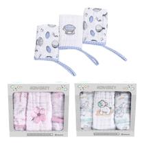 Kit 3 Paninhos de Boca Soft Tripla Camadas 20x40 Algodão Prendedor de Chupeta Presente Bebê Minasrey