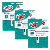Kit 3 Pano de Chão 60x80cm Grande Microfibra Com Furo para Rodo Flash Limp FLP7276 Kit 3 Pano de Chão 60x80cm Grande Microfibra Com Furo para Rodo Flash Limp FLP7276