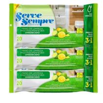 Kit 3 Pano De Limpeza Umedecido Multisuperficies AJJ-02 Lima Limão