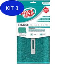 Kit 3 Pano Microfibra Para Chão Com Furo - Flash Limp