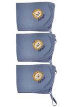 Kit 3 panos de boca azul bordado leão personalizado com o nome do bebê - Espevitados