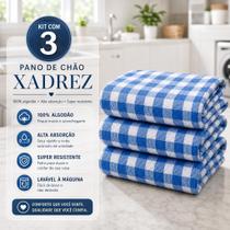 Kit 3 Panos De Chão Grande 48x80 Xadrez Alta Absorção Kit Econômico Para Limpeza Tecido 100% Algodão Kit 3 Panos De Chão Grande 48x80 Xadrez Alta Absorção Kit Econômico Para Limpeza Tecido 100% Algodão