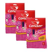 Kit 3 Panos de Chão para Limpeza Geral Pisos Janelas Microfibra Condor 1676