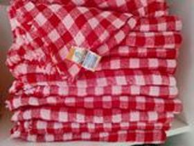 Kit 3 Panos de chão saco xadrez colorido vermelho Têxtil Souza 43 cm x 65 cm