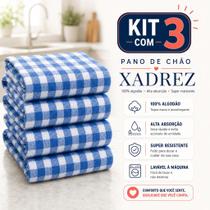 Kit 3 Panos De Chão Xadrez Grande 48x80 Alta Absorção Kit Econômico Para Limpeza Tecido 100% Algodão Kit 3 Panos De Chão Xadrez Grande 48x80 Alta Absorção Kit Econômico Para Limpeza Tecido 100% Algodão