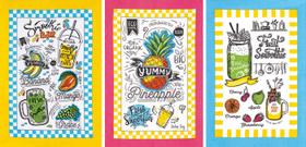 Kit 3 panos de copa felpudo dohler 45x65 cm 100% algodão frutas 08