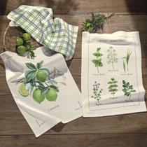 Kit 3 Panos De Copa Felpudo Estampado Botânica - Döhler Kit 3 Panos De Copa Felpudo Estampado Botânica - Döhler