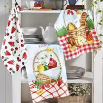 Kit 3 Panos de Copa Felpudo Estampado Dohler Picnic Kit 3 Panos de Copa Felpudo Estampado Dohler Picnic