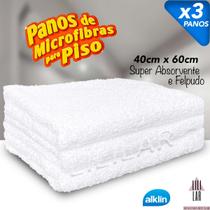 Kit 3 Panos de Microfibra para Pisos 40x60cm Alta Absorção Não solta fiapos