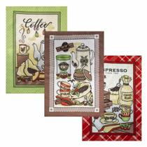 Kit 3 Panos De Prato Copa Atoalhado Algodão Estampa Café Dohler Kit 3 Panos De Prato Copa Atoalhado Algodão Estampa Café Dohler