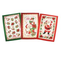 Kit 3 Panos De Prato Copa Atoalhado Papai Noel Natal Dohler