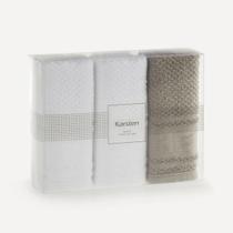 Kit 3 Panos de Prato Felpudo 100% Algodão Cuisine Karsten Branco/Lunar