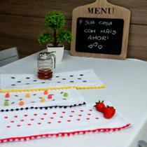 Kit 3 Panos de Prato Super Premium Bordado com Pompom Kit 3 Panos de Prato Super Premium Bordado com Pompom