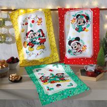 Kit 3 Panos de Pratos Mickey e Minnie Natal II - Disney