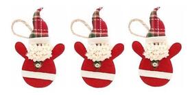 Kit 3 Papai Noel Tecido Pendente Enfeite Para Árvore Natal