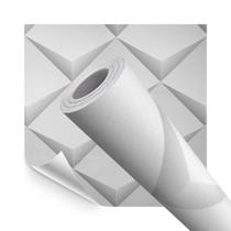 Kit 3 Papel de Parede Adesivo Geométrico 3D Branco e Cinza 15M Kit 3 Papel de Parede Adesivo Geométrico 3D Branco e Cinza 15M