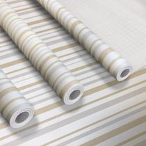 Kit 3 Papel de Parede Adesivo HD Listrado Bege e Cinza 15m Kit 3 Papel de Parede Adesivo HD Listrado Bege e Cinza 15m