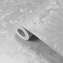 Kit 3 Papel de Parede Adesivo Lavável Textura Arabesco Cinza 15M Kit 3 Papel de Parede Adesivo Lavável Textura Arabesco Cinza 15M