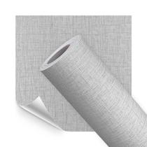 Kit 3 Papel de Parede Adesivo Lavável Textura Linho Cinza Suave 15M Kit 3 Papel de Parede Adesivo Lavável Textura Linho Cinza Suave 15M