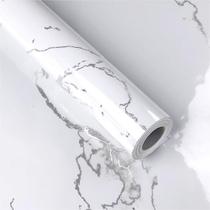 Kit 3 Papel de Parede Adesivo Vinilico Premium Mármore Branco Jazz Prata 15M Kit 3 Papel de Parede Adesivo Vinilico Premium Mármore Branco Jazz Prata 15M