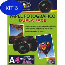 Kit 3 Papel Fotográfico A4 Off Paper 220G Dupla Face 20 Folhas
