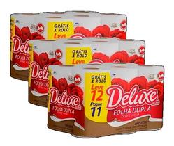 KIT 3 PAPEL HIGIENICO COTTON DELUXE ULTRA FOLHA DUPLA NEUTRO 20 Metros PACOTE 12 UNIDADES