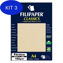 Kit 3 Papel Pérsico A4 Filipaper Classics 180G 50 Folhas Marfim