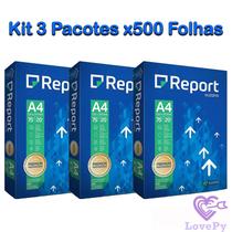 Kit 3 Papel Sulfite Report Premium A4 Branco - 500 Folhas