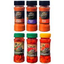Kit 3 Pápricas No Pote Defumada Picante e Doce + 3 Pimentas No Pote Biquinho Malagueta Cheiro - Ltt