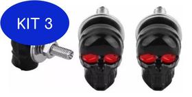 Kit 3 Par Parafuso De Caveira Preto Skull Placa Moto Carro