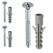 Kit 3 Parafusos Com Bucha 12mm Phillips 6,1x65 Aço Fixação Suporte Moveis Em Parede Maderia