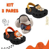 kit 3 Pares Babuche Menino Infantil Delicado Brilho Estiloso Confortável