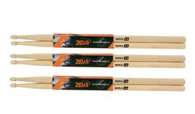 Kit 3 Pares Baqueta 5b Zeus Original Ponta Madeira Maple 5b