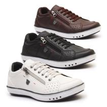 Kit 3 Pares Casual, Calce Fácil Zíper Super Confort Sapatênis Casual Sapato Confortavel