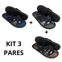 Kit 3 Pares Chinelo Masculino Confortável Tira Larga Imperdível