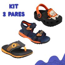 kit 3 Pares Chinelo Menino Infantil Papete Delicado Brilho Chinelo Estiloso Confortável